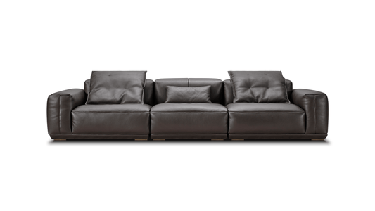 Hidecraft Deep Gray Leather 3-Seater Sofa-1