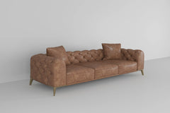 Customizable Leather Sofa with Brass Legs-4