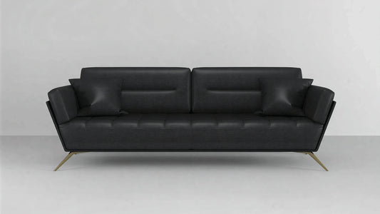 Modern Luxe Black Leather Sofa