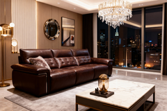 Modern Leather Sofa Set with Adjustable Recliners-11