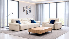 Modern Leather Sofa Set with Adjustable Recliners-3