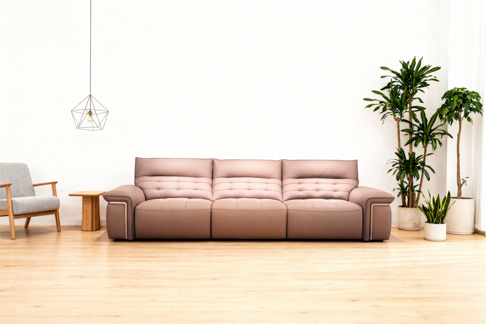 Modern Leather Sofa Set with Adjustable Recliners-6