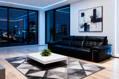 Modern Leather Sofa Set with Adjustable Recliners-8