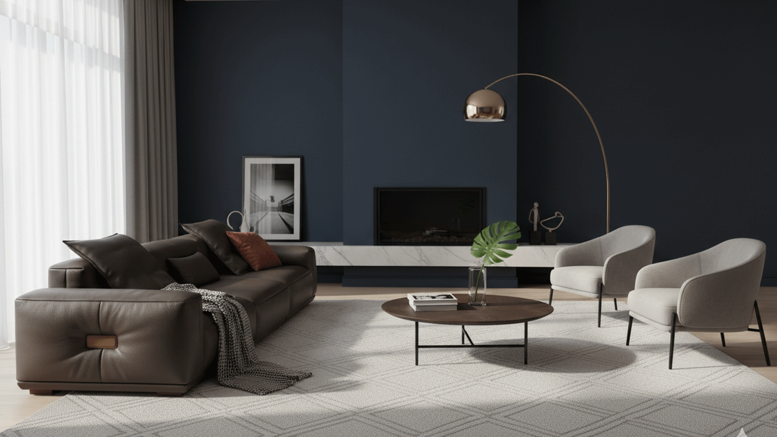 Hidecraft Deep Gray Leather 3-Seater Sofa-5