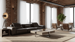 Hidecraft Deep Gray Leather 3-Seater Sofa-6