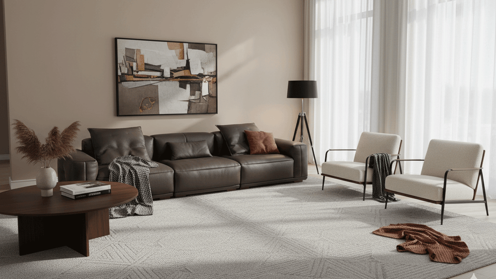 Hidecraft Deep Gray Leather 3-Seater Sofa-7