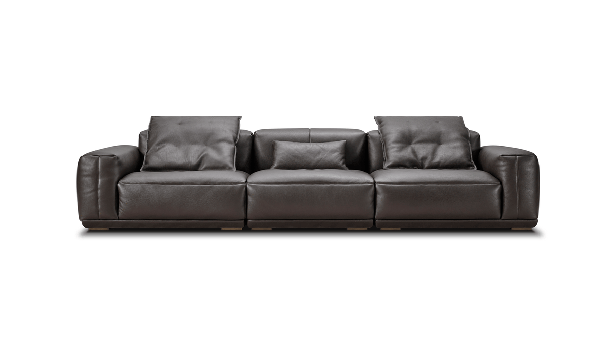 Hidecraft Deep Gray Leather 3-Seater Sofa-1