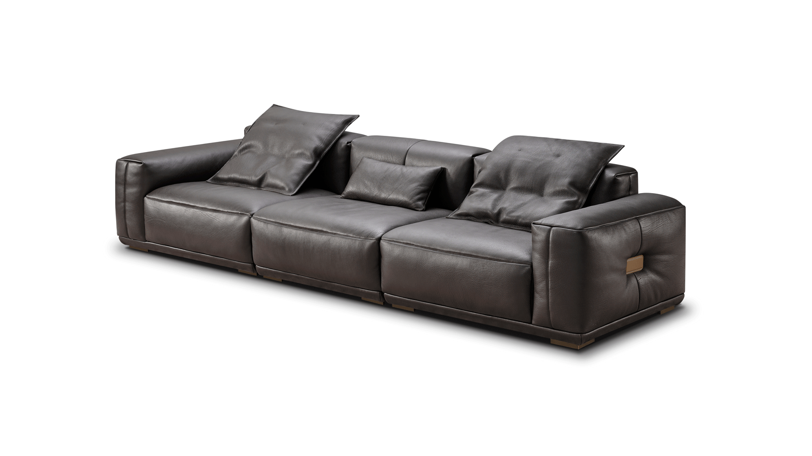 Hidecraft Deep Gray Leather 3-Seater Sofa-3