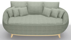 Curved Green Linen Sofa -2