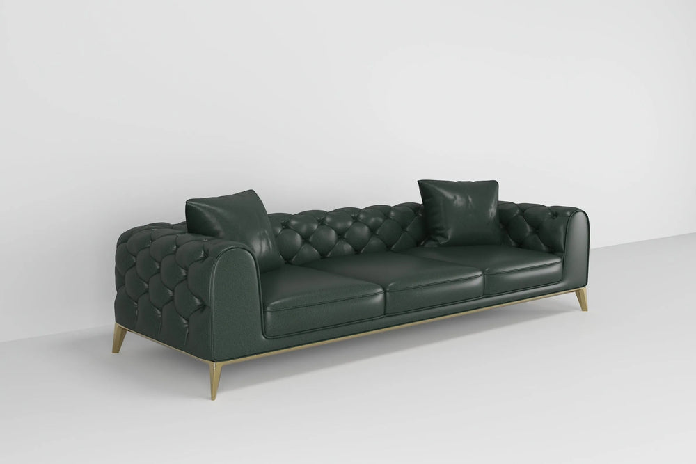 Customizable Leather  Sofa with Brass Legs-5