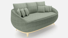 Curved Green Linen Sofa -3