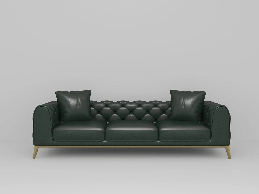 Customizable Leather  Sofa with Brass Legs-7