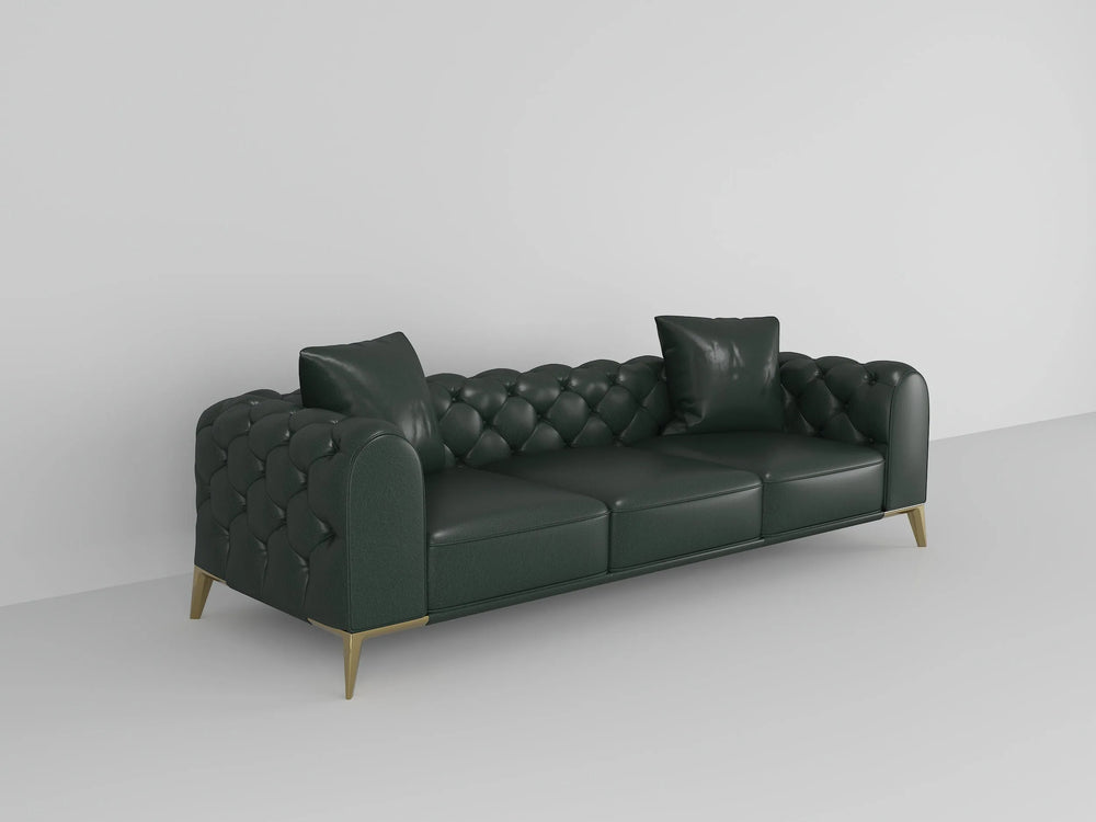 Customizable Leather  Sofa with Brass Legs-8