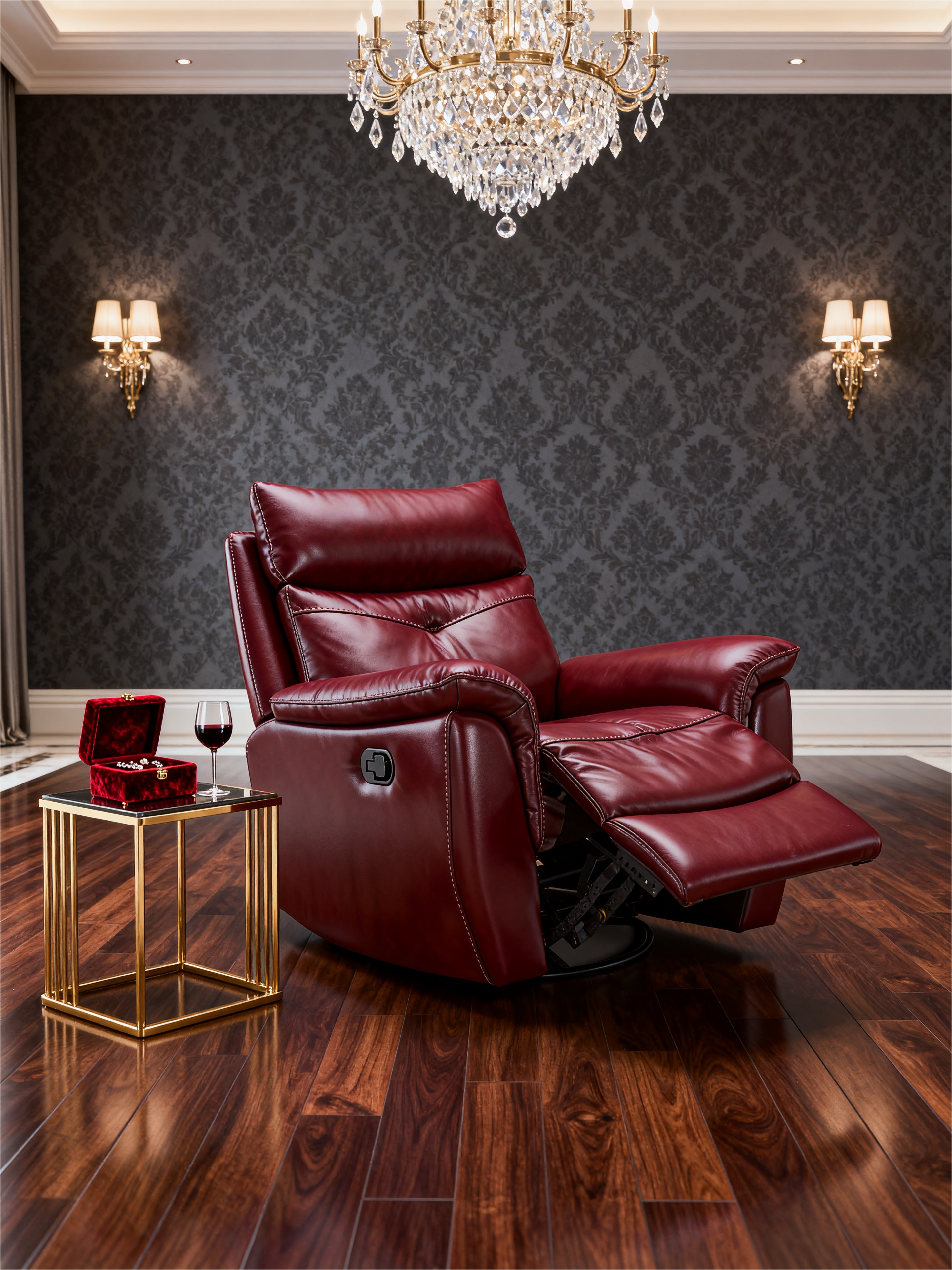 Luxurious Leather Recliner Chair with Adjustable Headrest-7