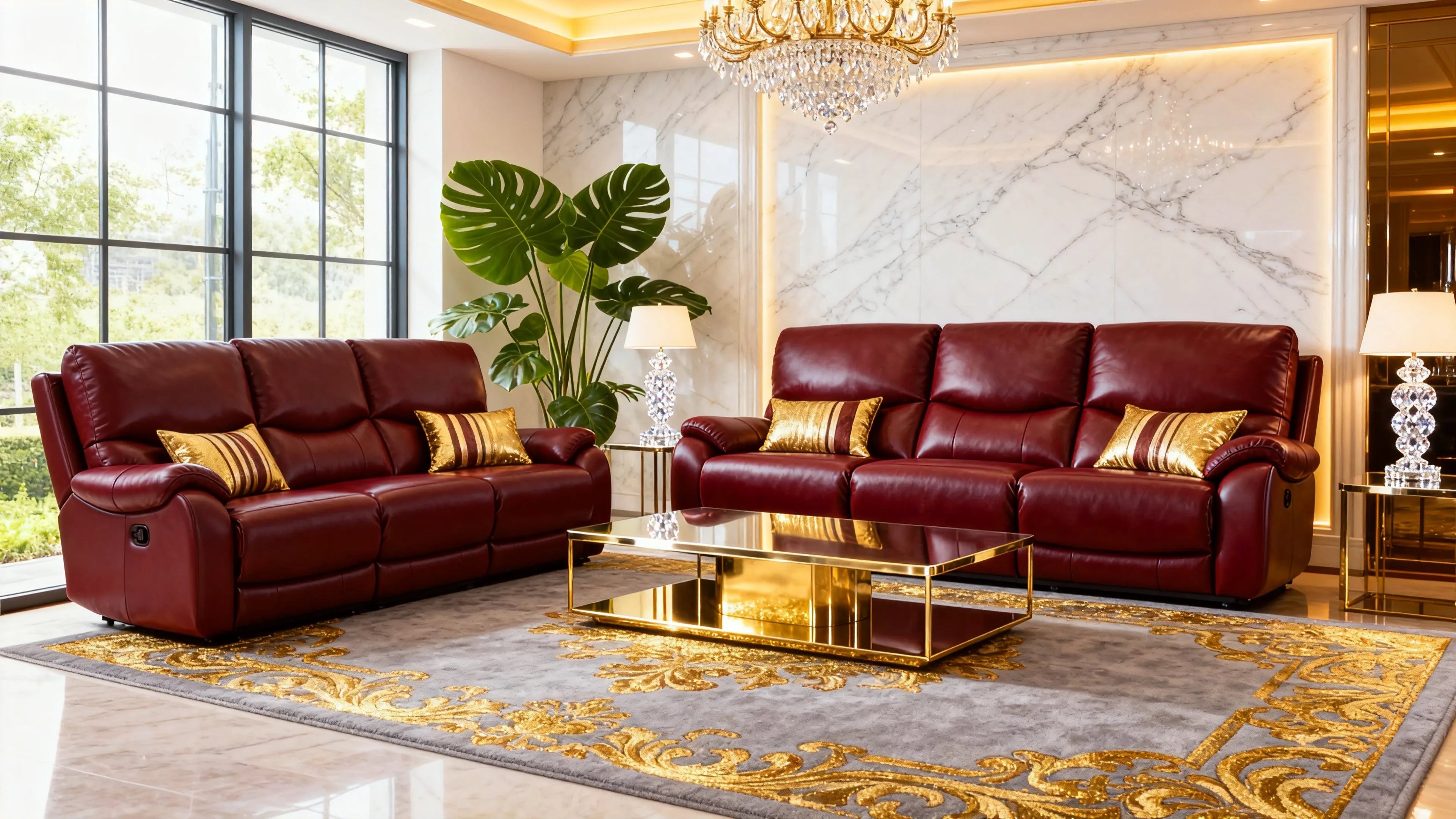 Luxury Custom Leather Reclining Sofa