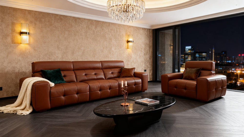 Luxurious Leather Sofa with Modern Design-11