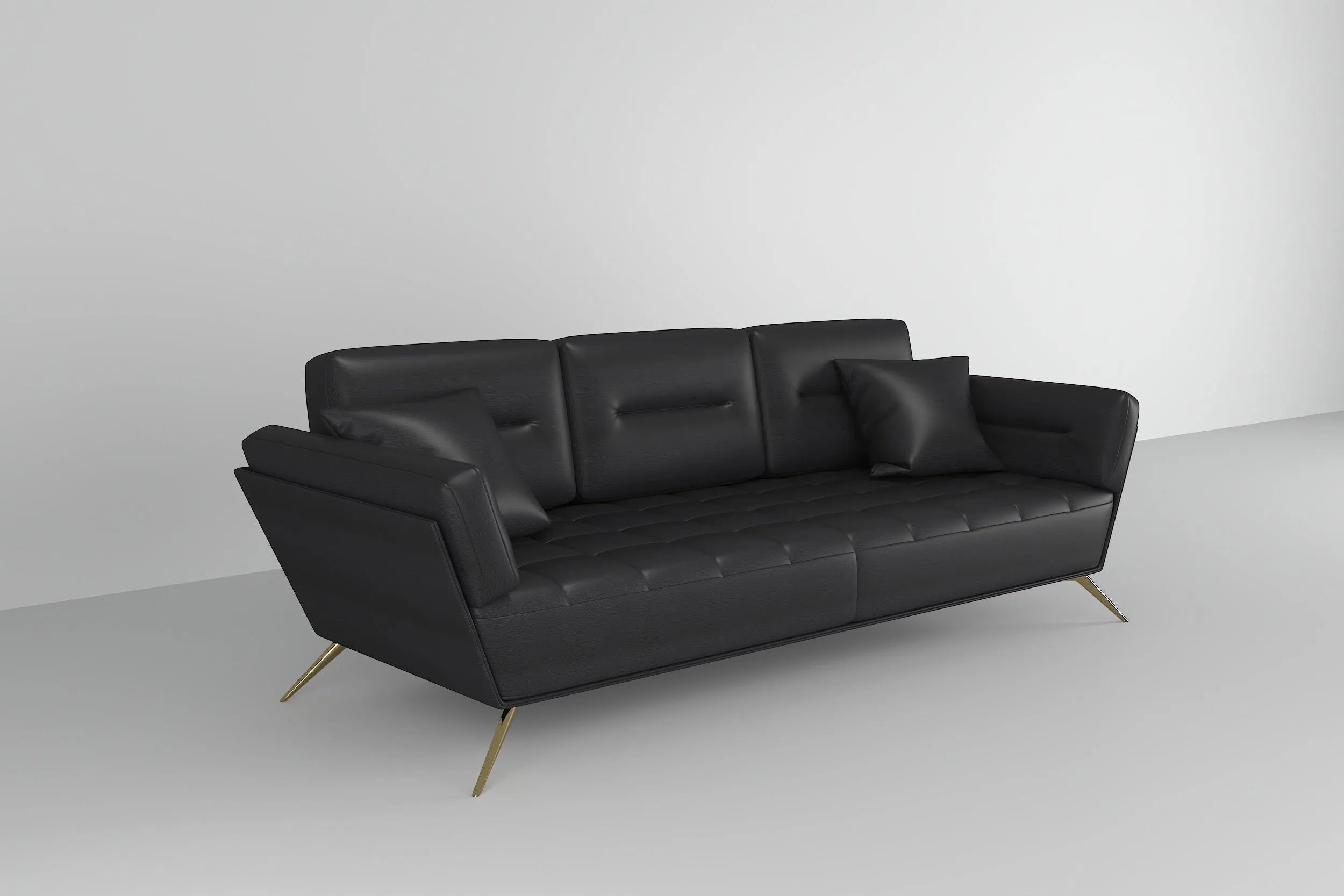 Customizable Postmodern Black Leather Sofa-2