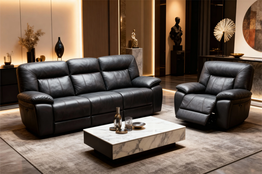 Customizable  Leather Corner Reclining Sofa-6