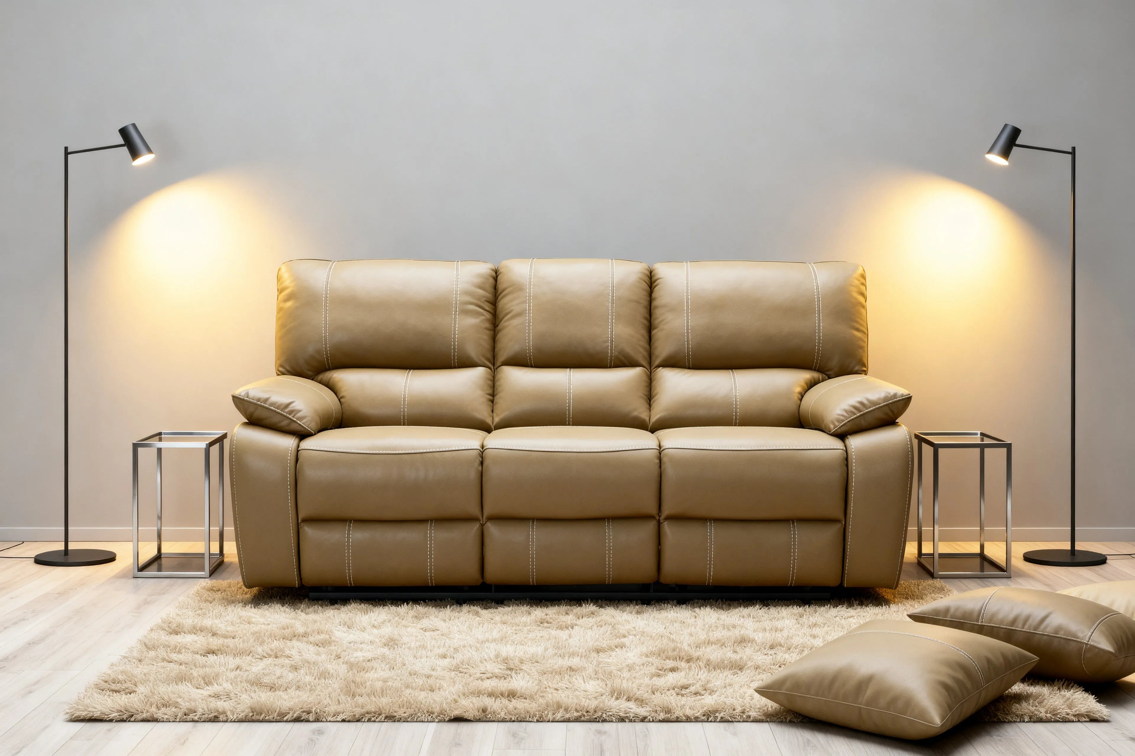 Customizable Reclining Leather Sofa