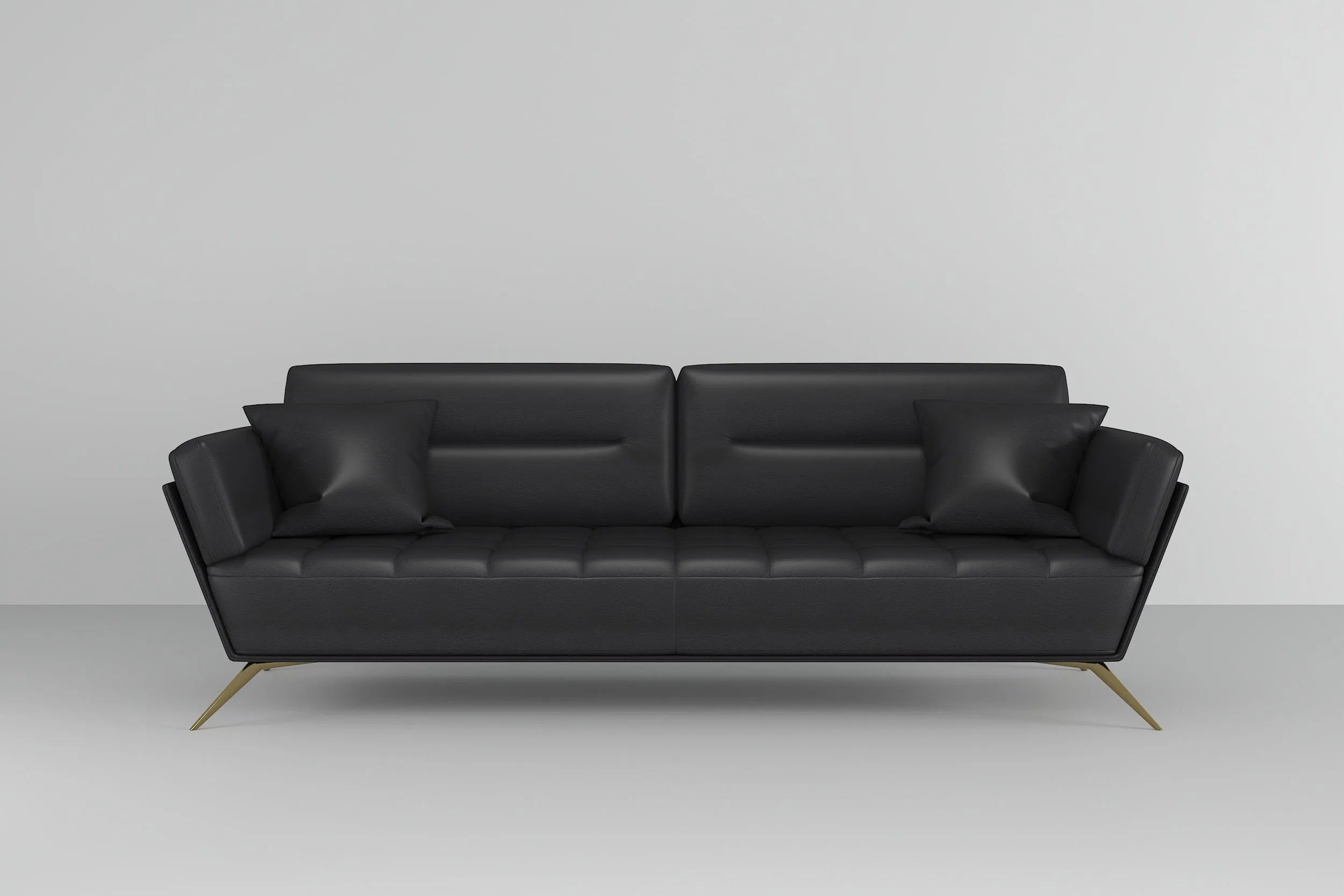 Customizable Postmodern Black Leather Sofa-1