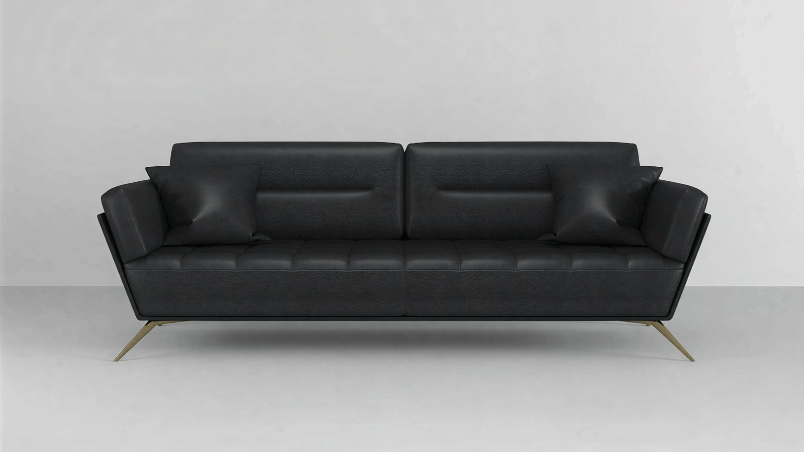 Modern Luxe Black Leather Sofa