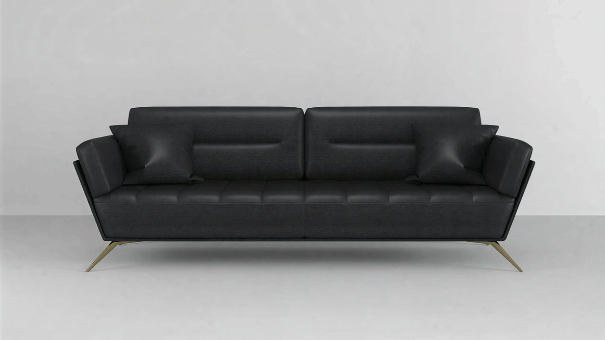 Modern Luxe Black Leather Sofa
