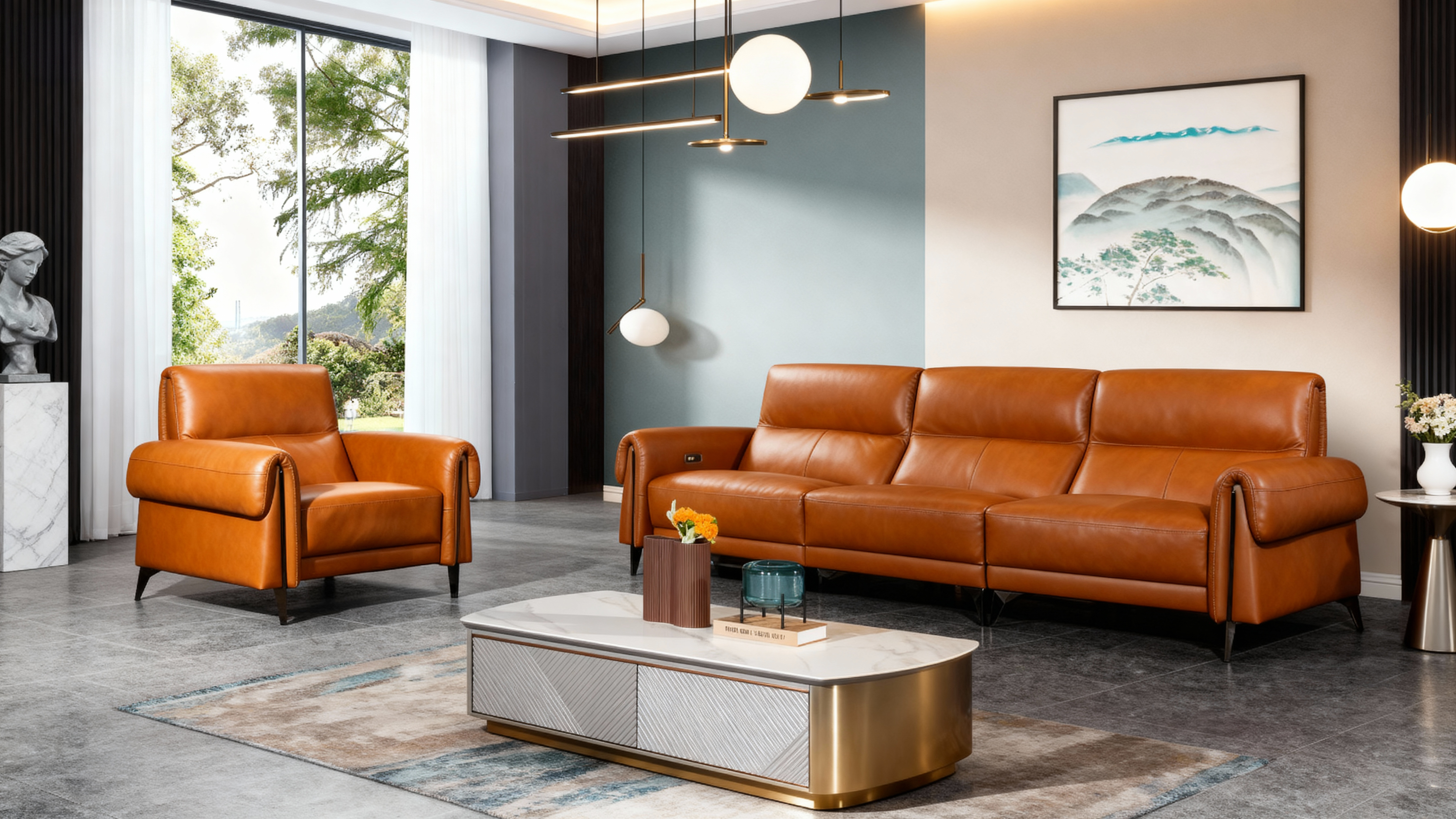 Modern Reclining Sofa Set-10