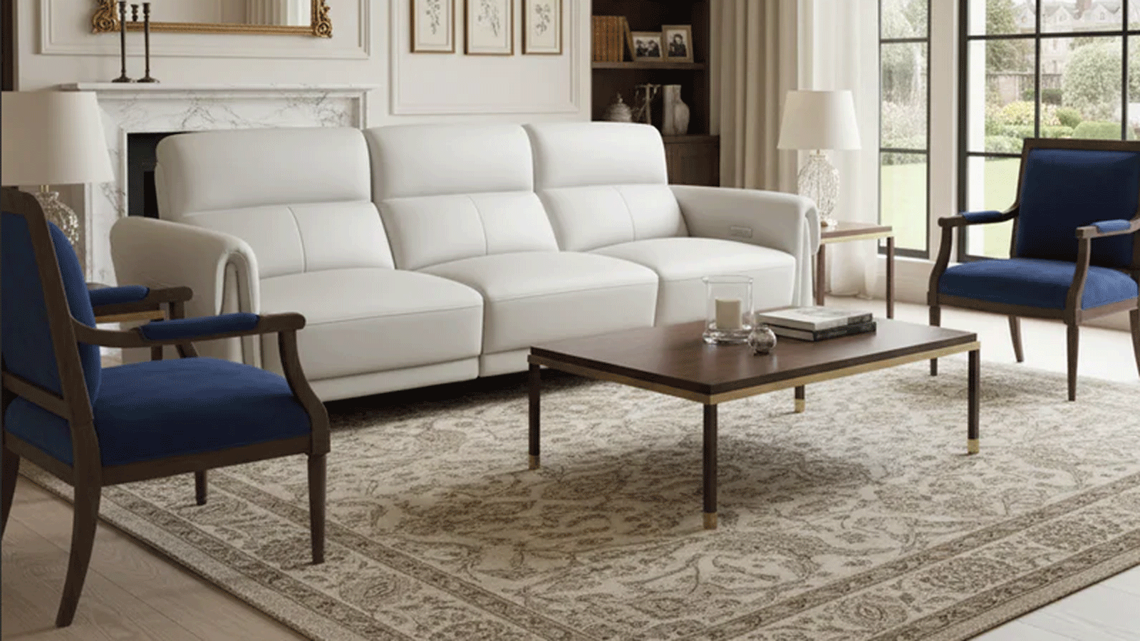 Premium White Leather Sofa