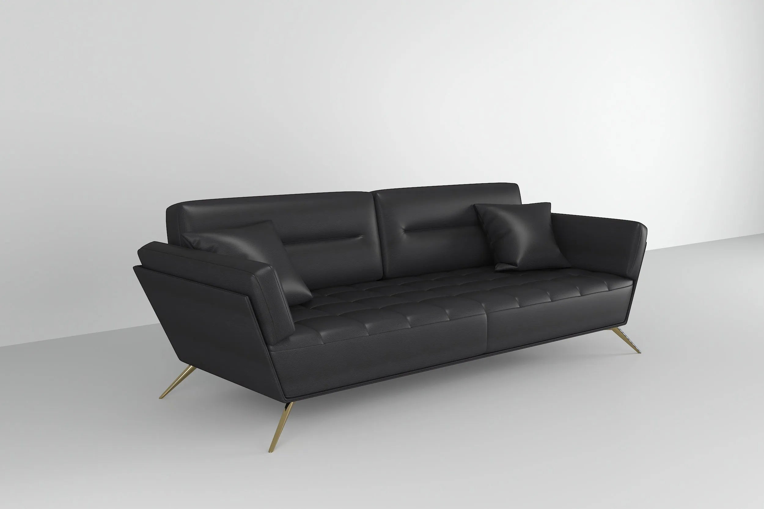 Customizable Postmodern Black Leather Sofa-3