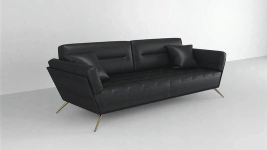 Modern Luxe Black Leather Sofa