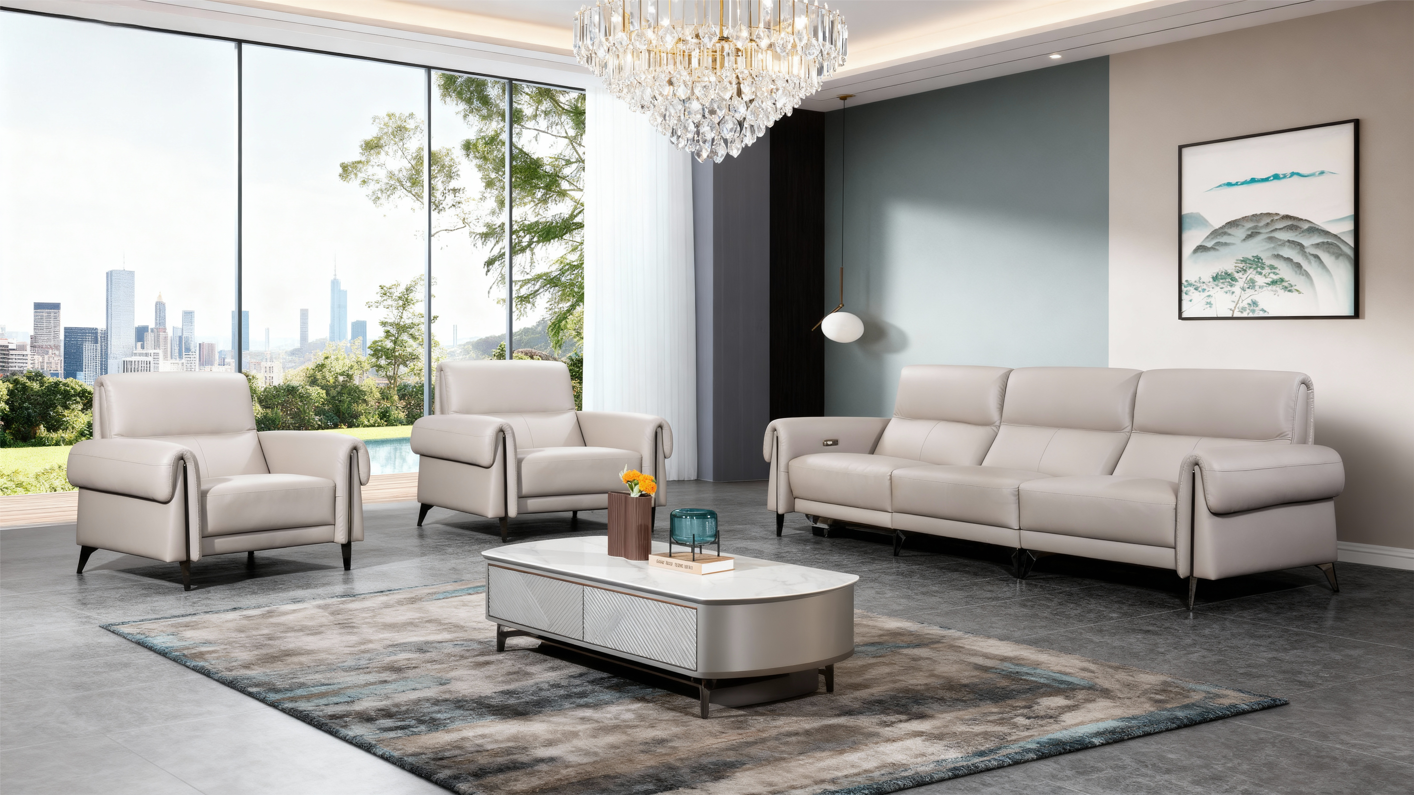 Modern Reclining Sofa Set-4