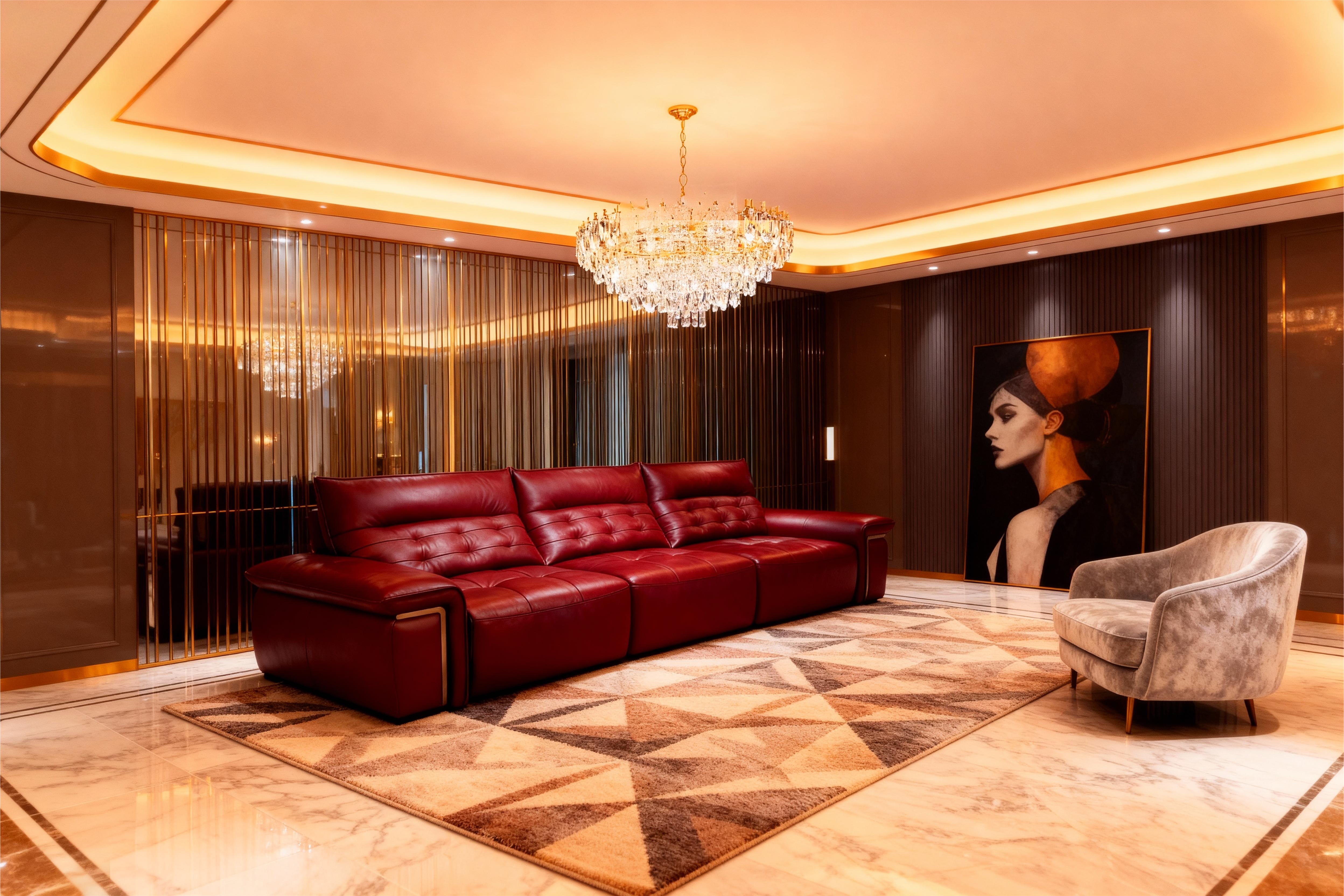 Modern Leather Sofa Set with Adjustable Recliners-12