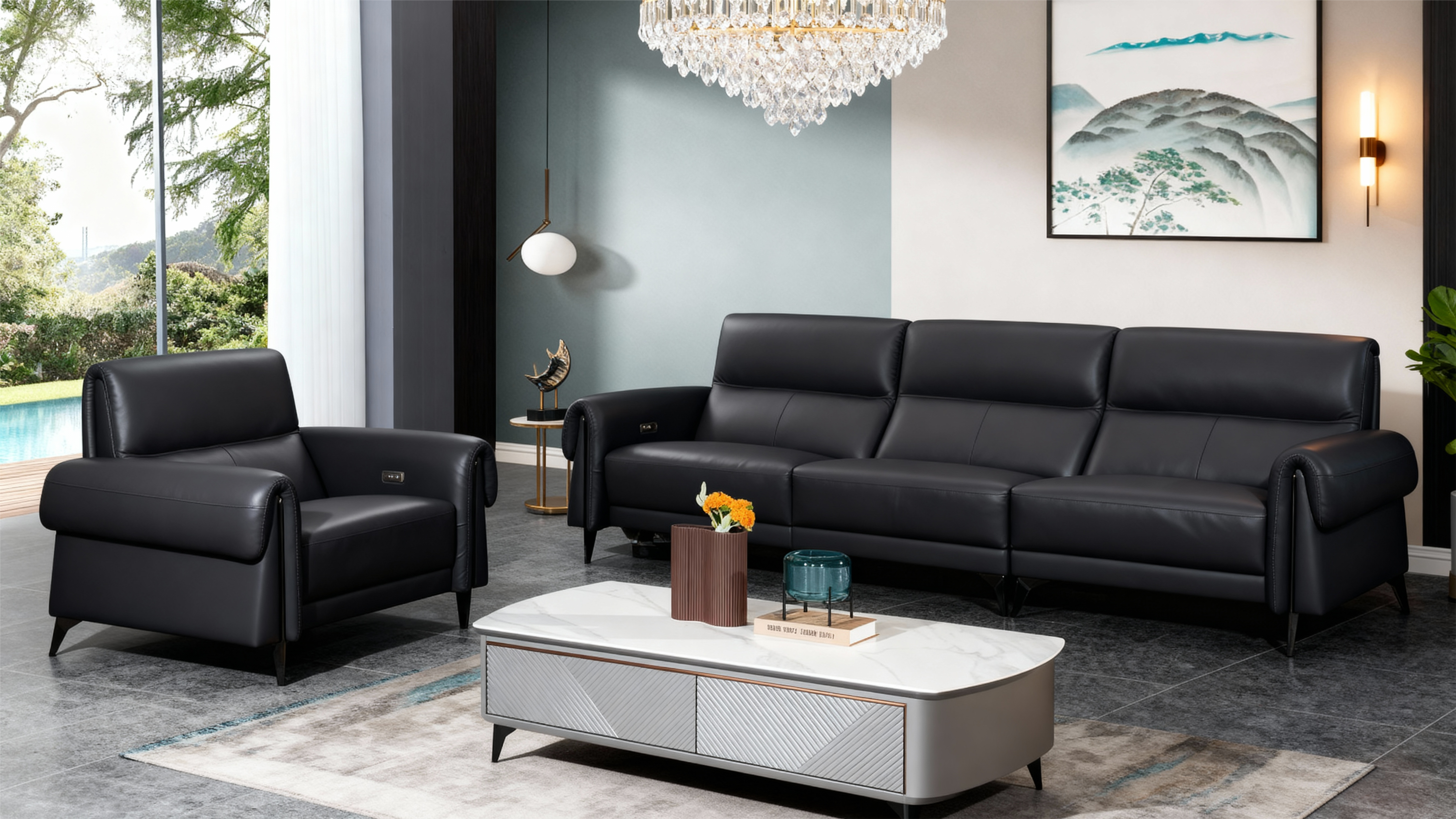 Modern Reclining Sofa Set