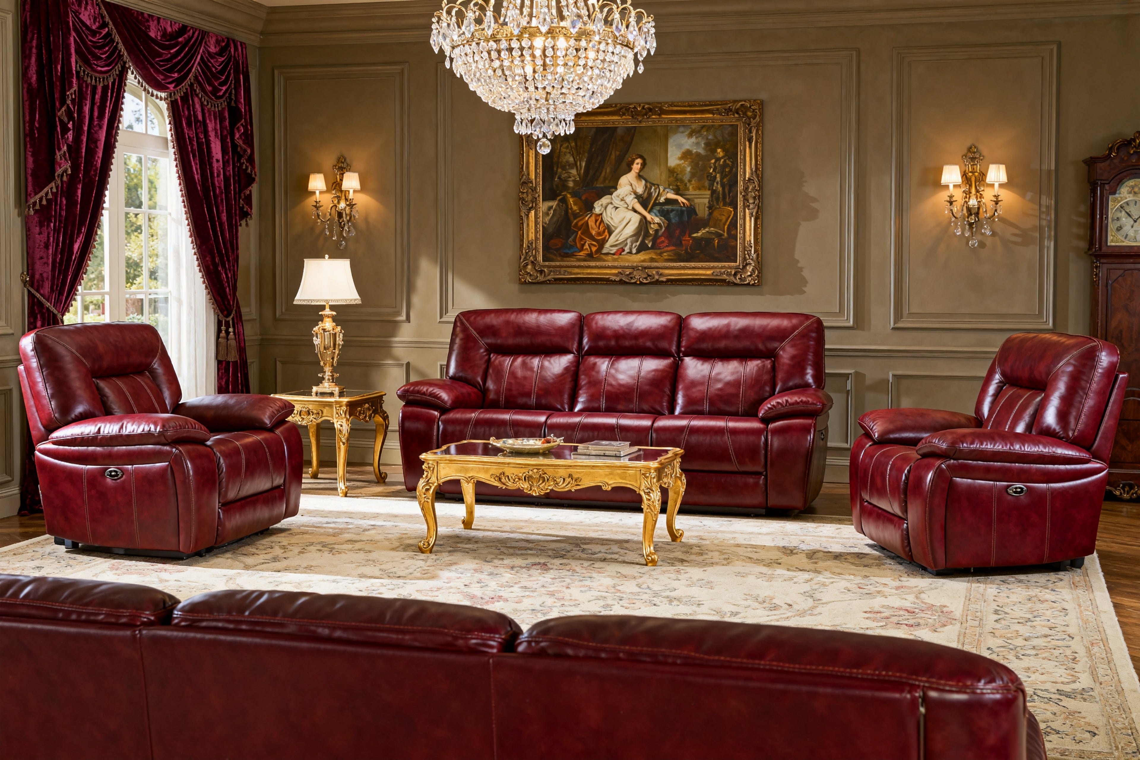 Customizable  Leather Corner Reclining Sofa-12