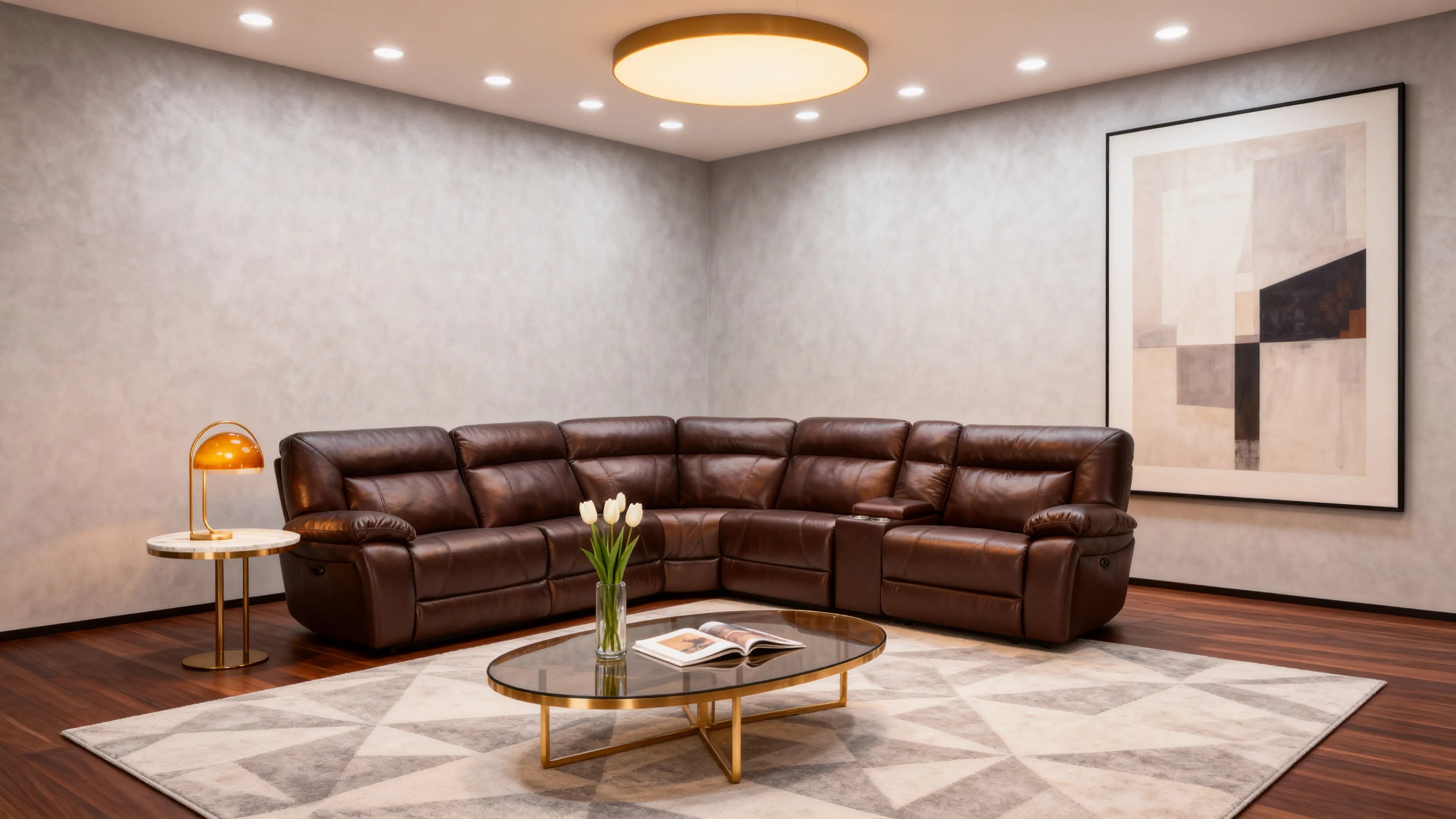 Customizable  Leather Corner Reclining Sofa-8