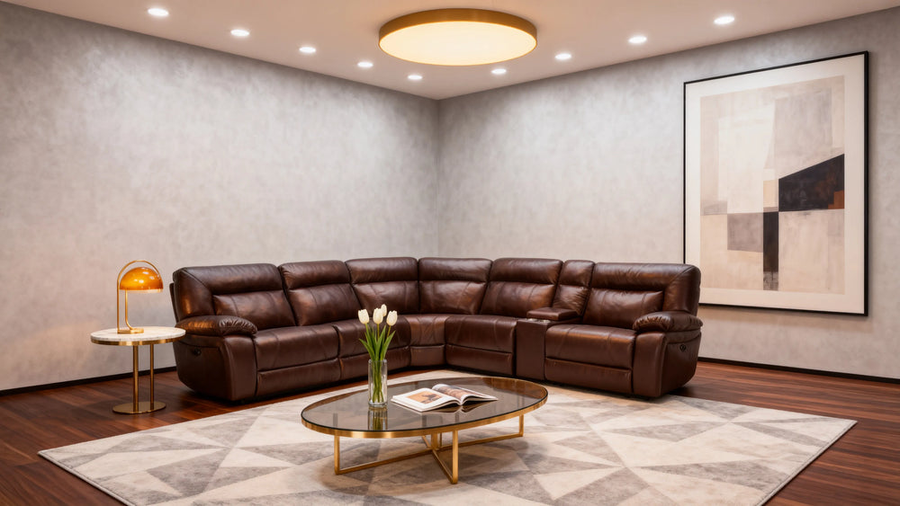 Customizable  Leather Corner Reclining Sofa-8