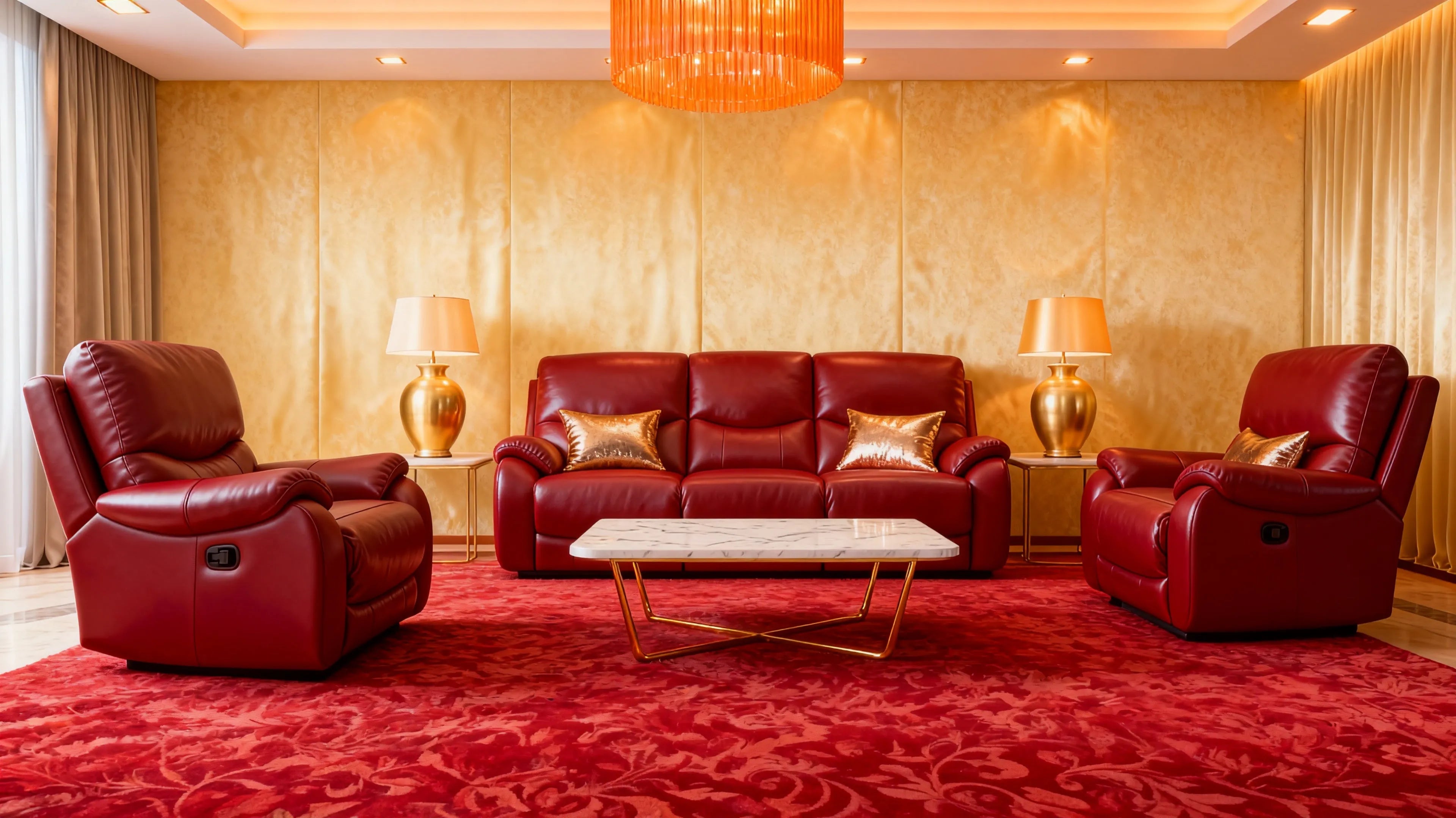 Luxury Custom Leather Reclining Sofa