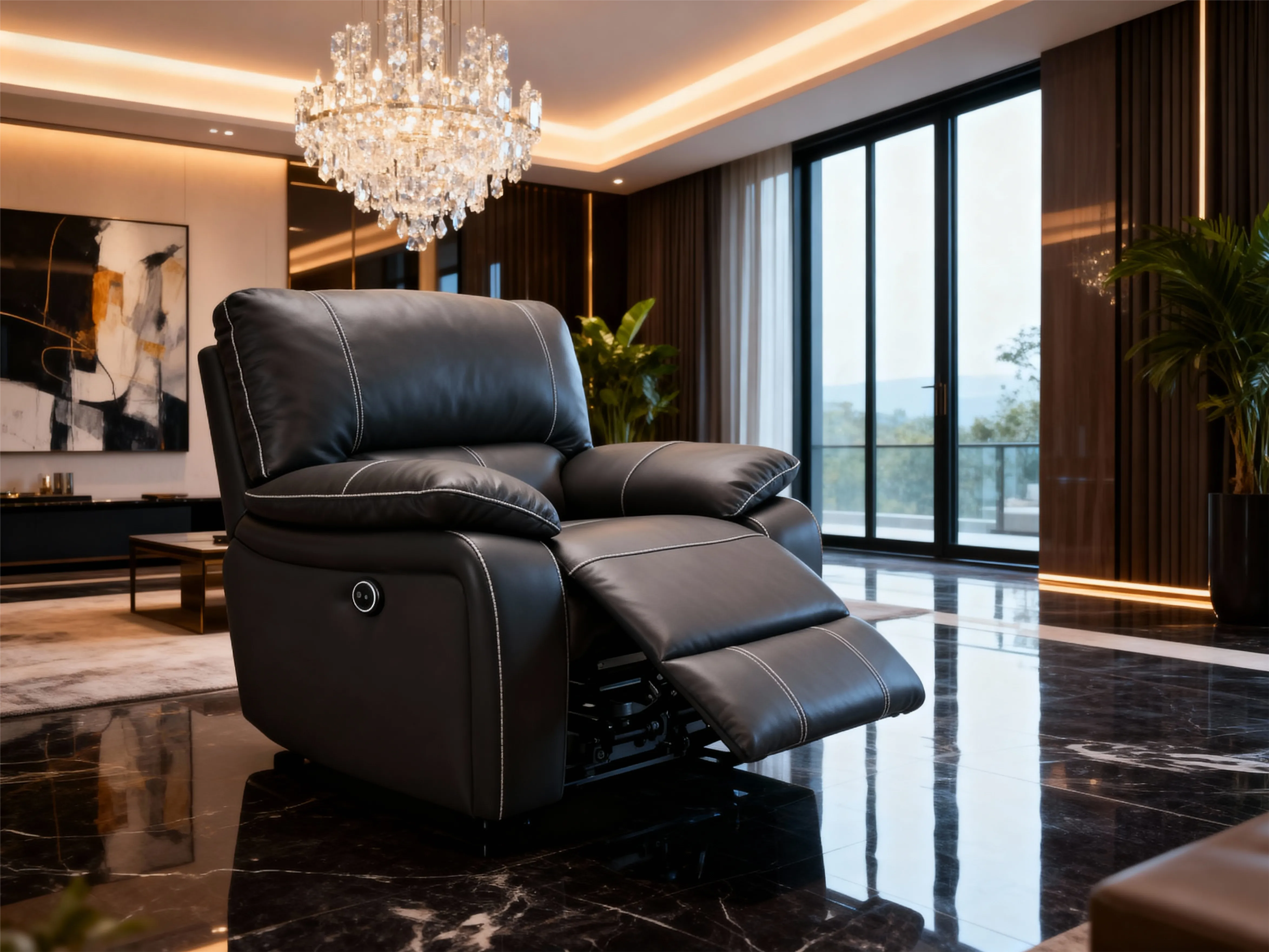 Customizable Reclining Leather Sofa