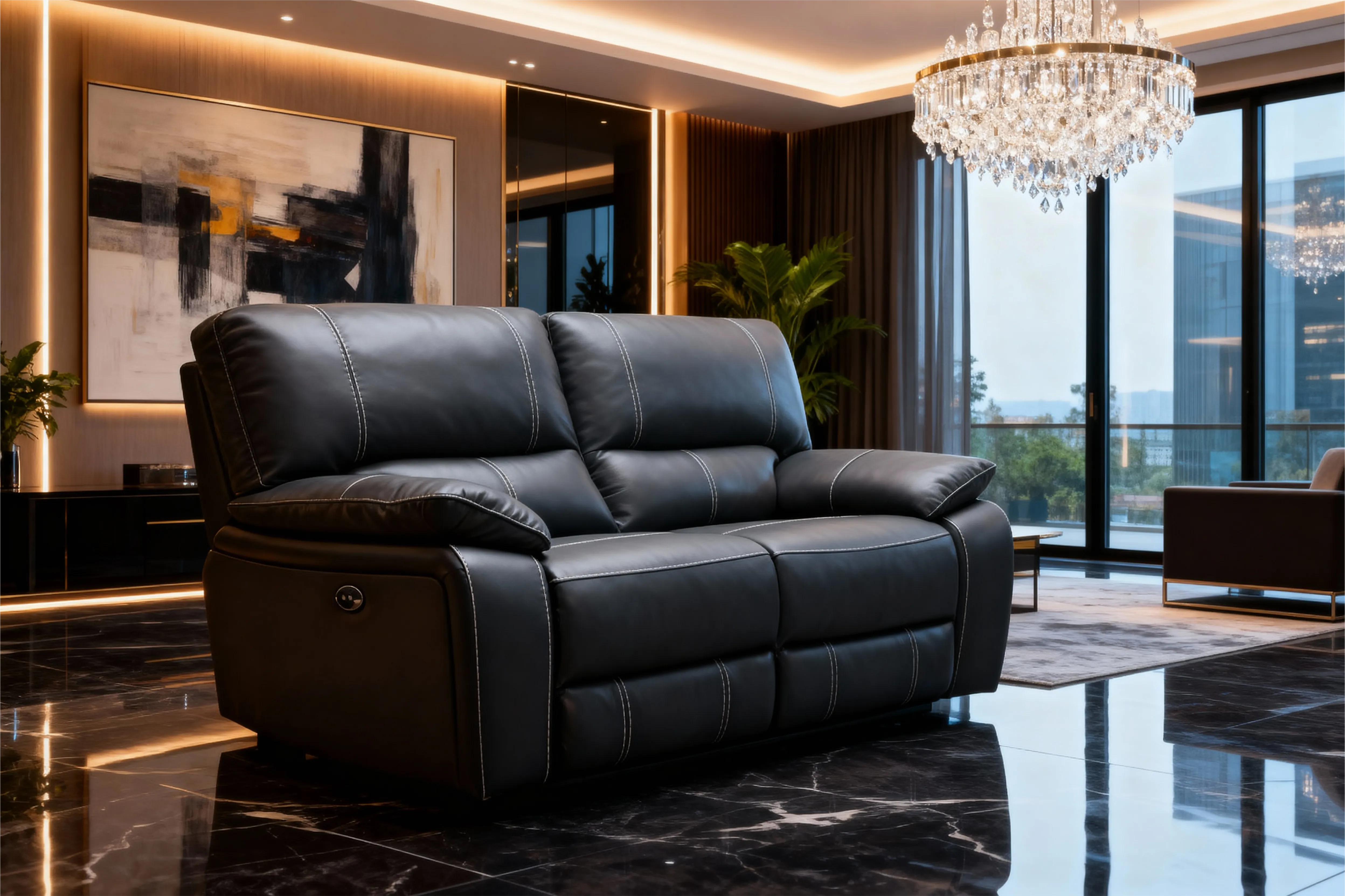 Customizable Reclining Leather Sofa