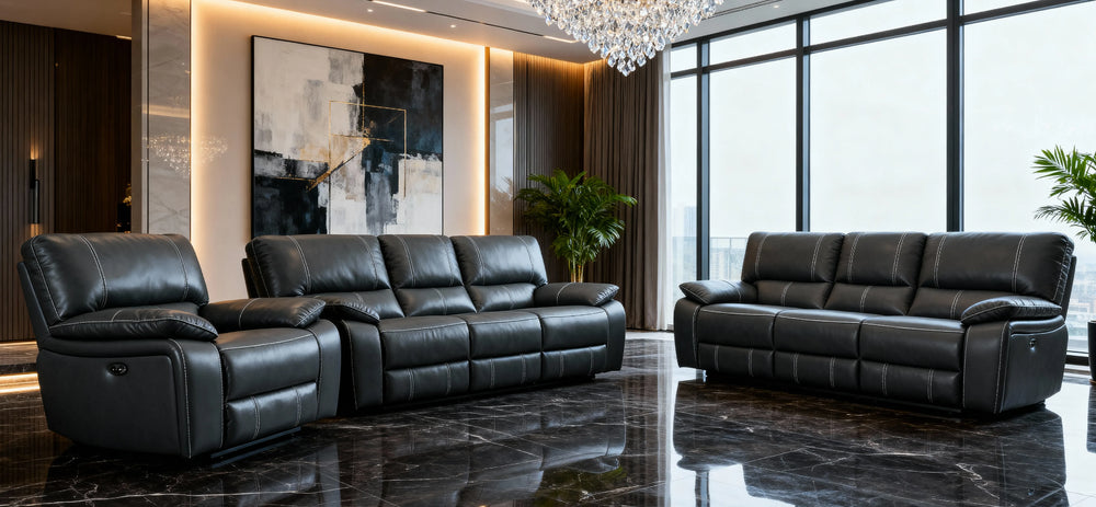 Customizable Reclining Leather Sofa-5