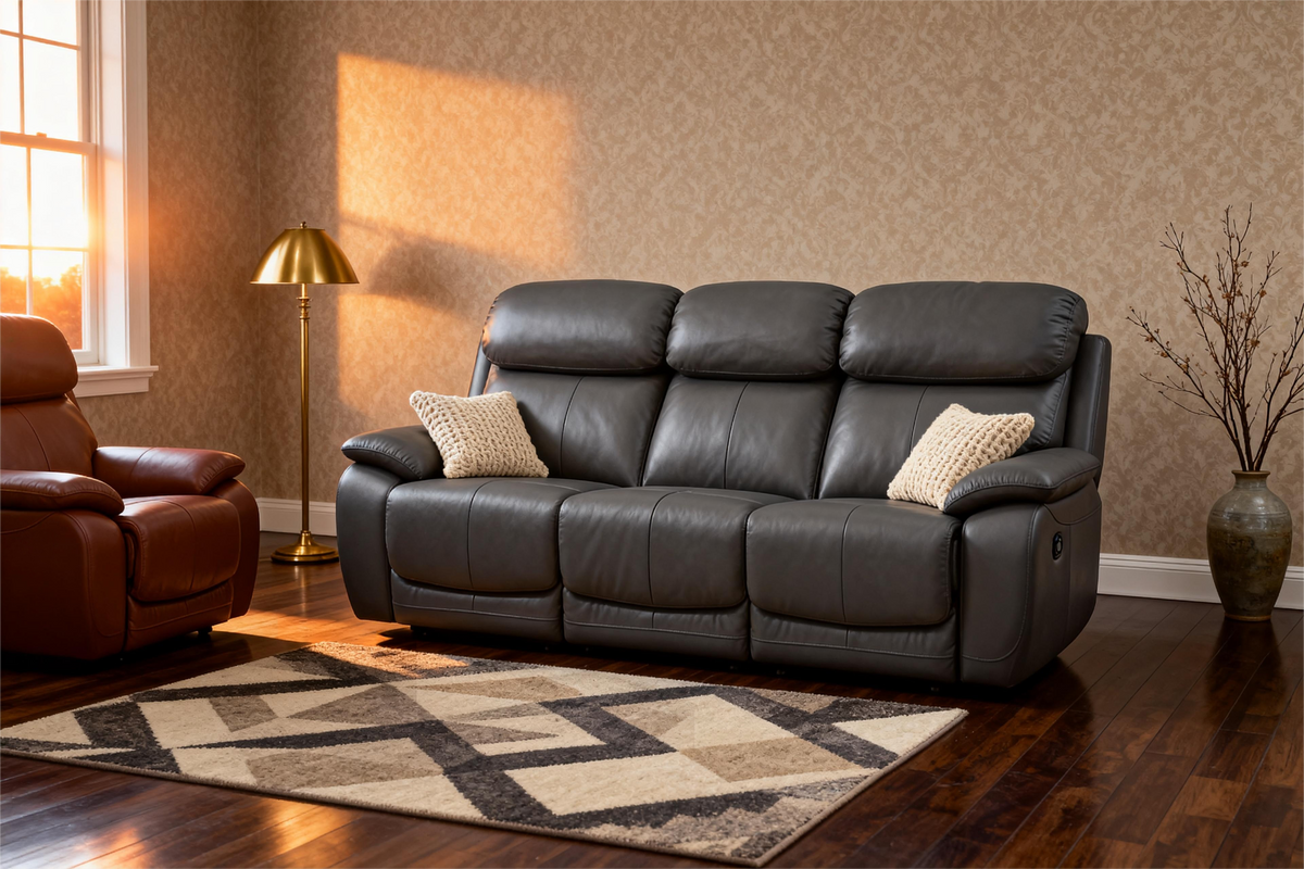 Leather Reclining Sofa Set-1