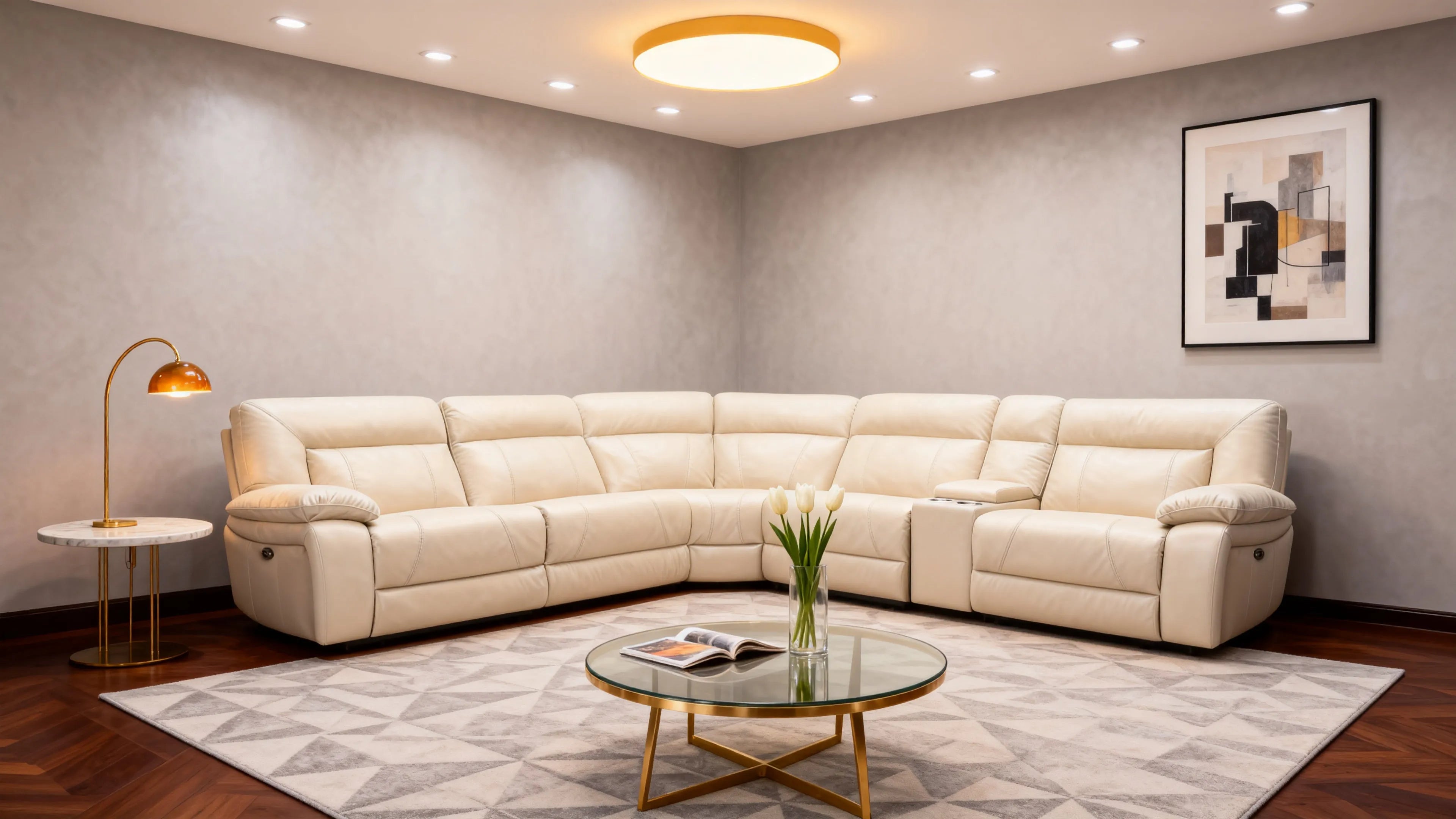 Customizable  Leather Corner Reclining Sofa-15