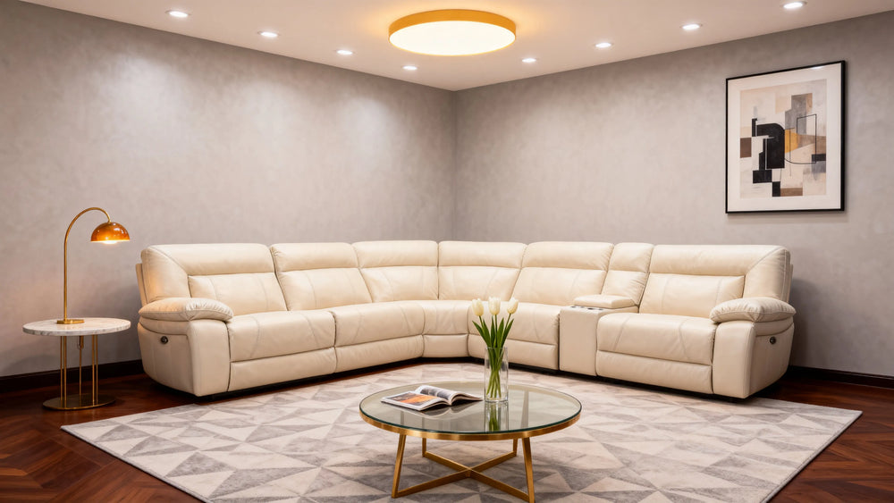 Customizable  Leather Corner Reclining Sofa-15