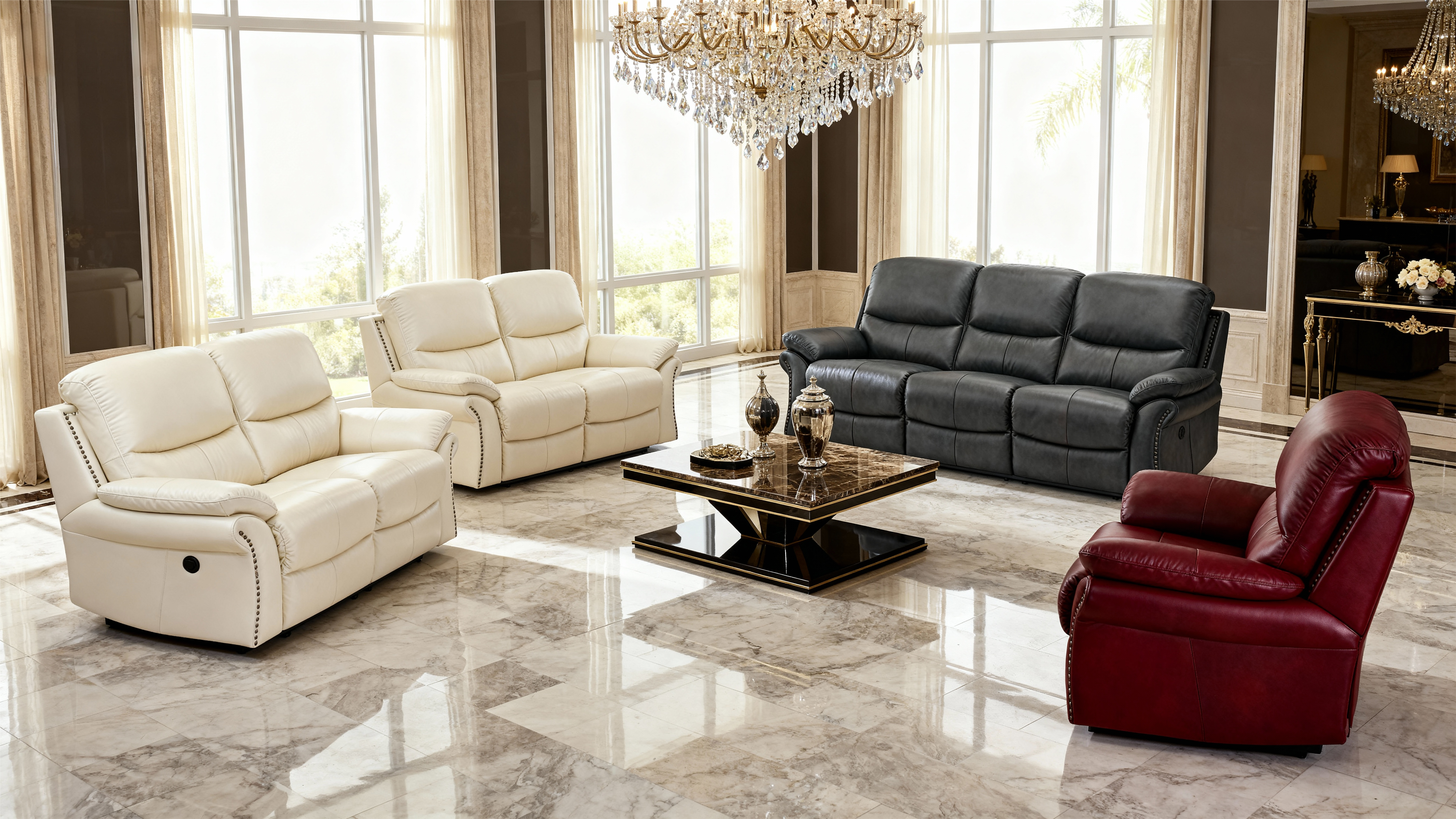 Modern Leather Lounge Set-5