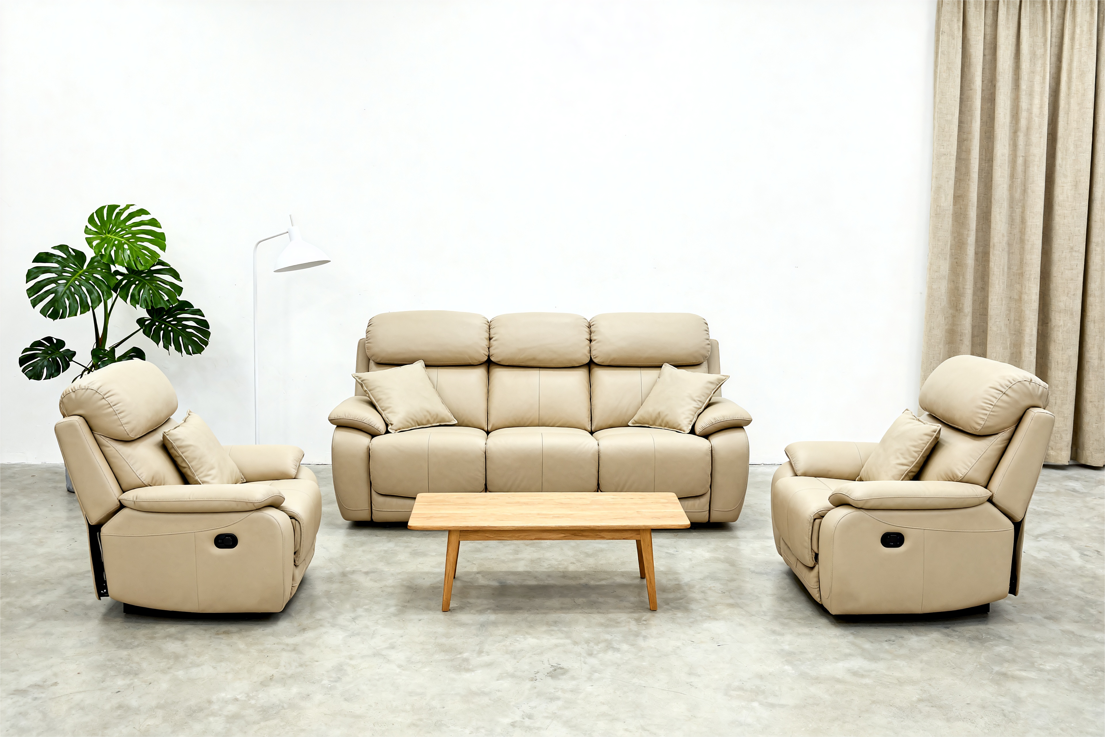 Leather Reclining Sofa Set-5