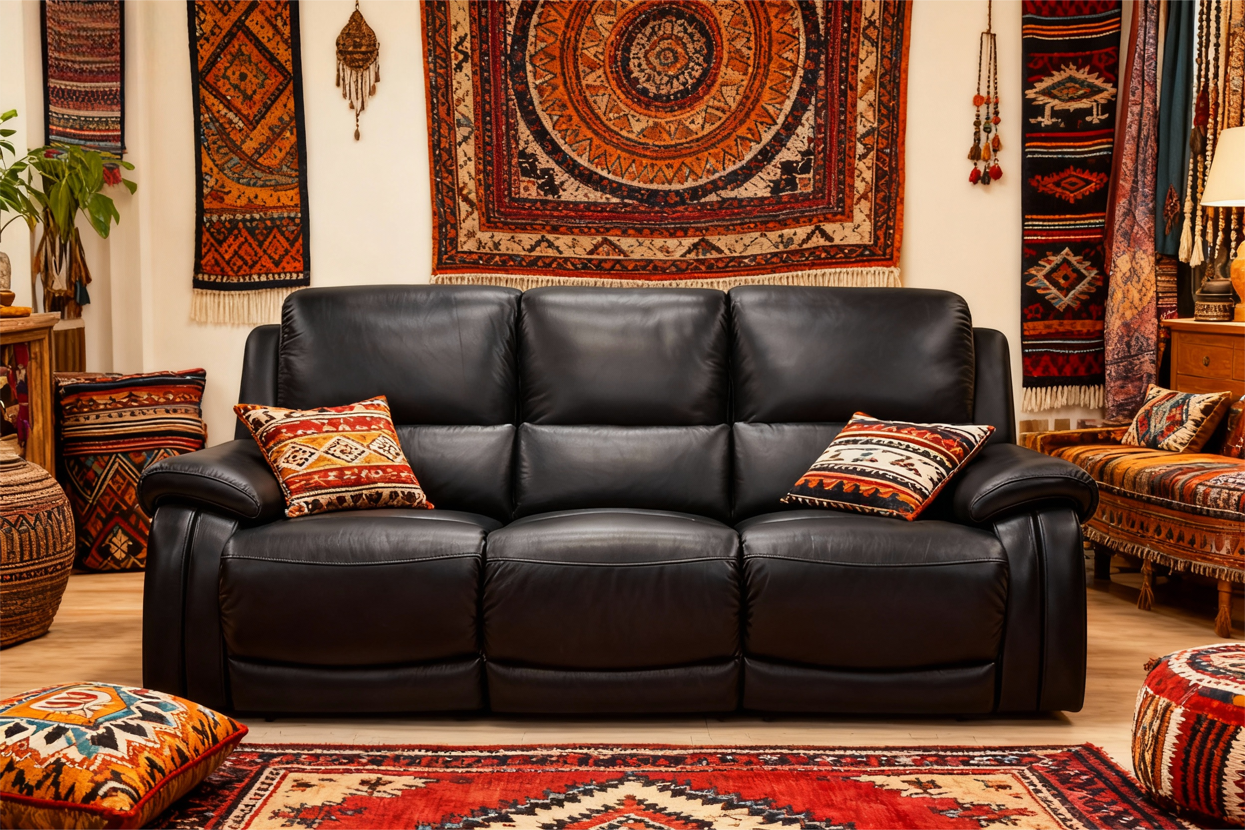 Functional Reclining Leather Sofa