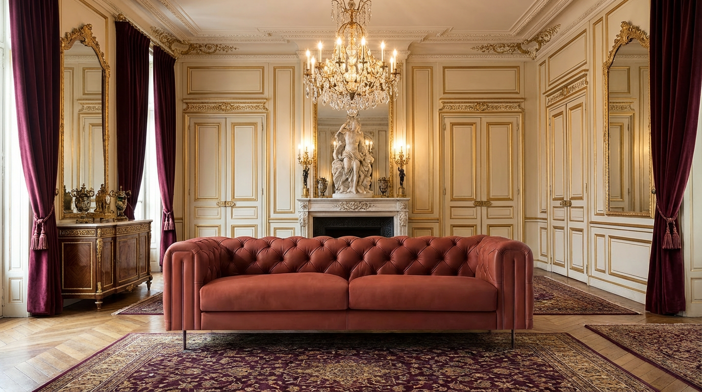 Classic 4-Seat Chesterfield Sofa -7