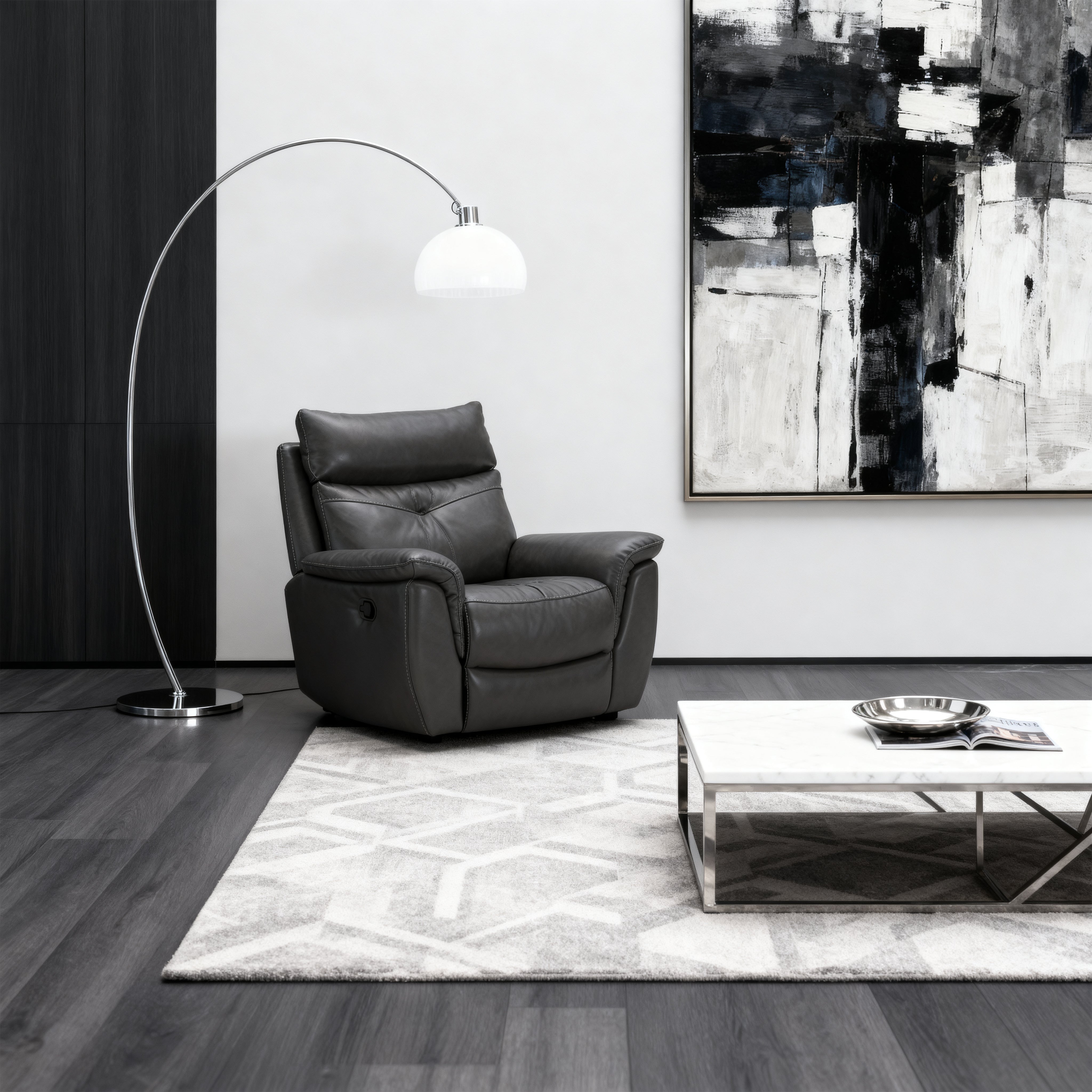 Luxurious Leather Recliner Chair with Adjustable Headrest-6