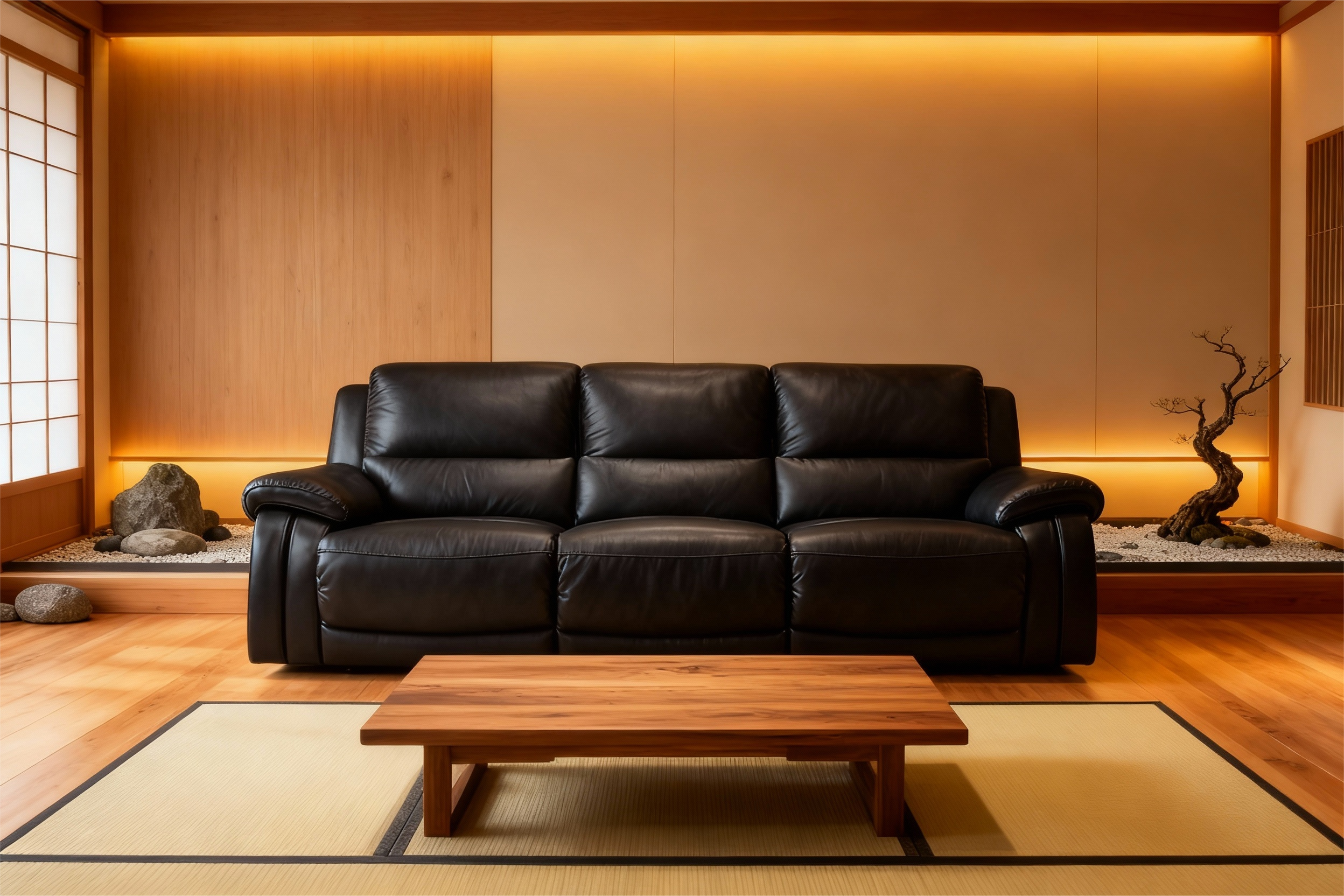 Functional Reclining Leather Sofa
