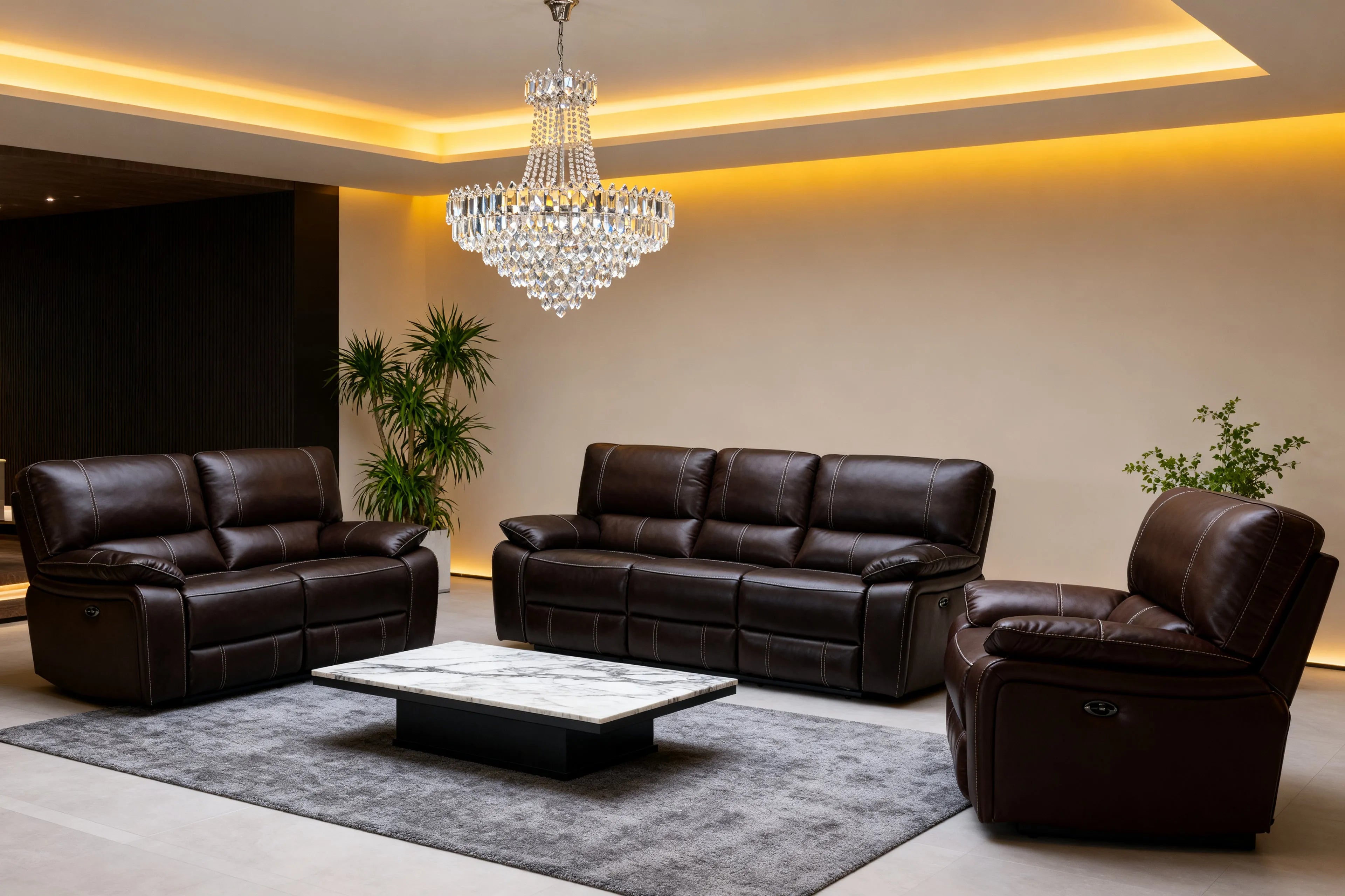 Customizable Reclining Leather Sofa